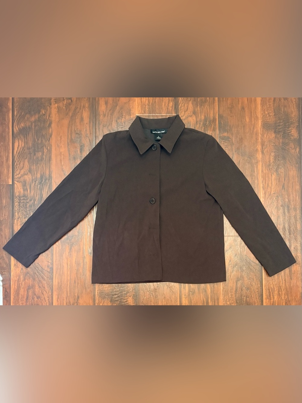 Briggs New York Brown Button Front Blazer Jacket Size L Workwear